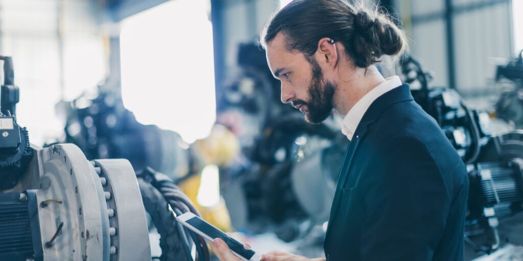 Engineer assessing own-use machinery for CE/UKCA marking compliance
